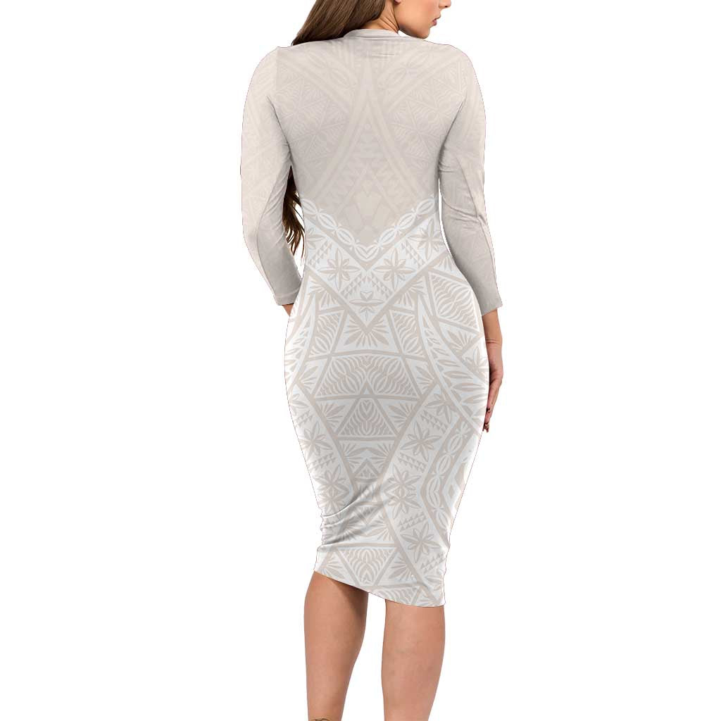Lotu Tamaiti Tongan Polynesian Art Pattern Long Sleeve Bodycon Dress Traditional Tribal Motifs - Polynesian Pride