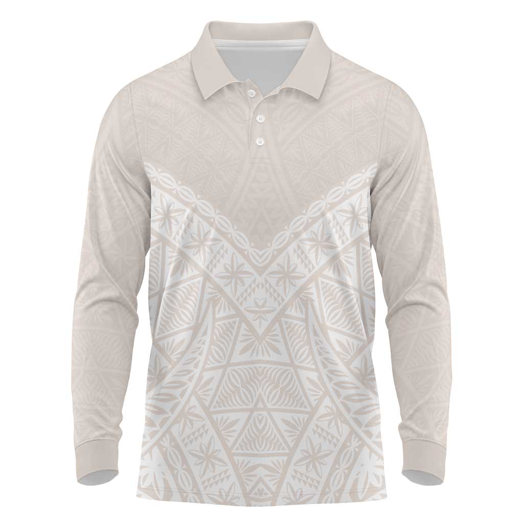 Lotu Tamaiti Tongan Polynesian Art Pattern Long Sleeve Polo Shirt Traditional Tribal Motifs - Polynesian Pride