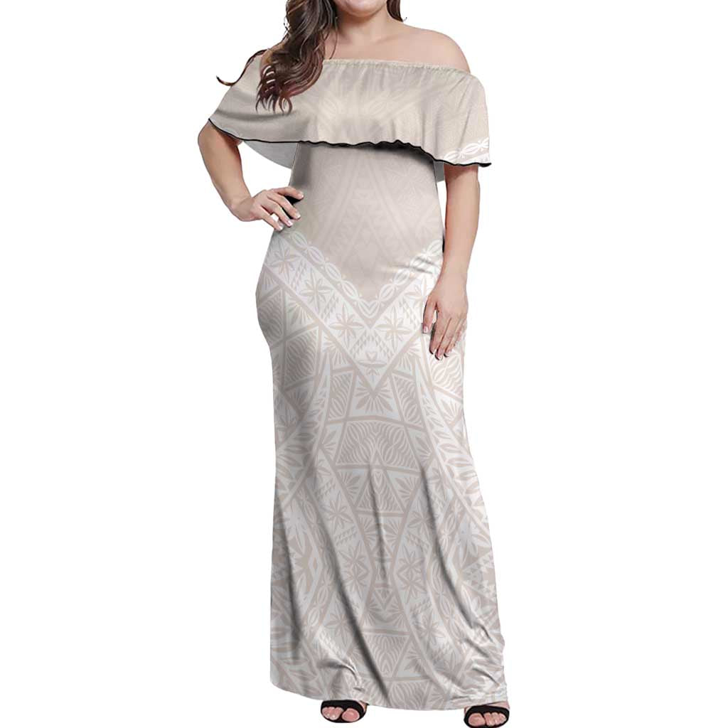 Lotu Tamaiti Tongan Polynesian Art Pattern Off Shoulder Maxi Dress Traditional Tribal Motifs - Polynesian Pride