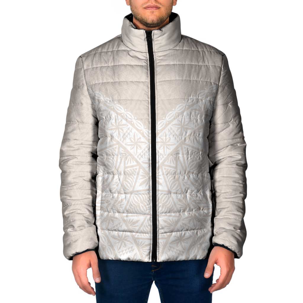 Lotu Tamaiti Tongan Polynesian Art Pattern Padded Jacket Traditional Tribal Motifs LT9 Men White - Polynesian Pride