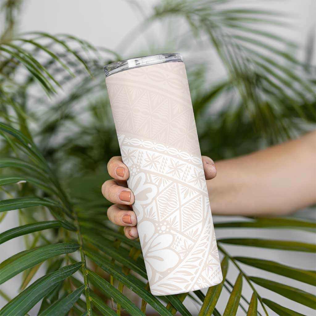 Lotu Tamaiti Tongan Polynesian Art Pattern Skinny Tumbler Traditional Tribal Motifs - Polynesian Pride