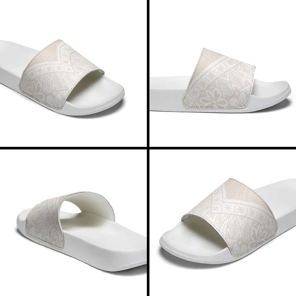 Lotu Tamaiti Tongan Polynesian Art Pattern Slide Sandals Traditional Tribal Motifs - Polynesian Pride