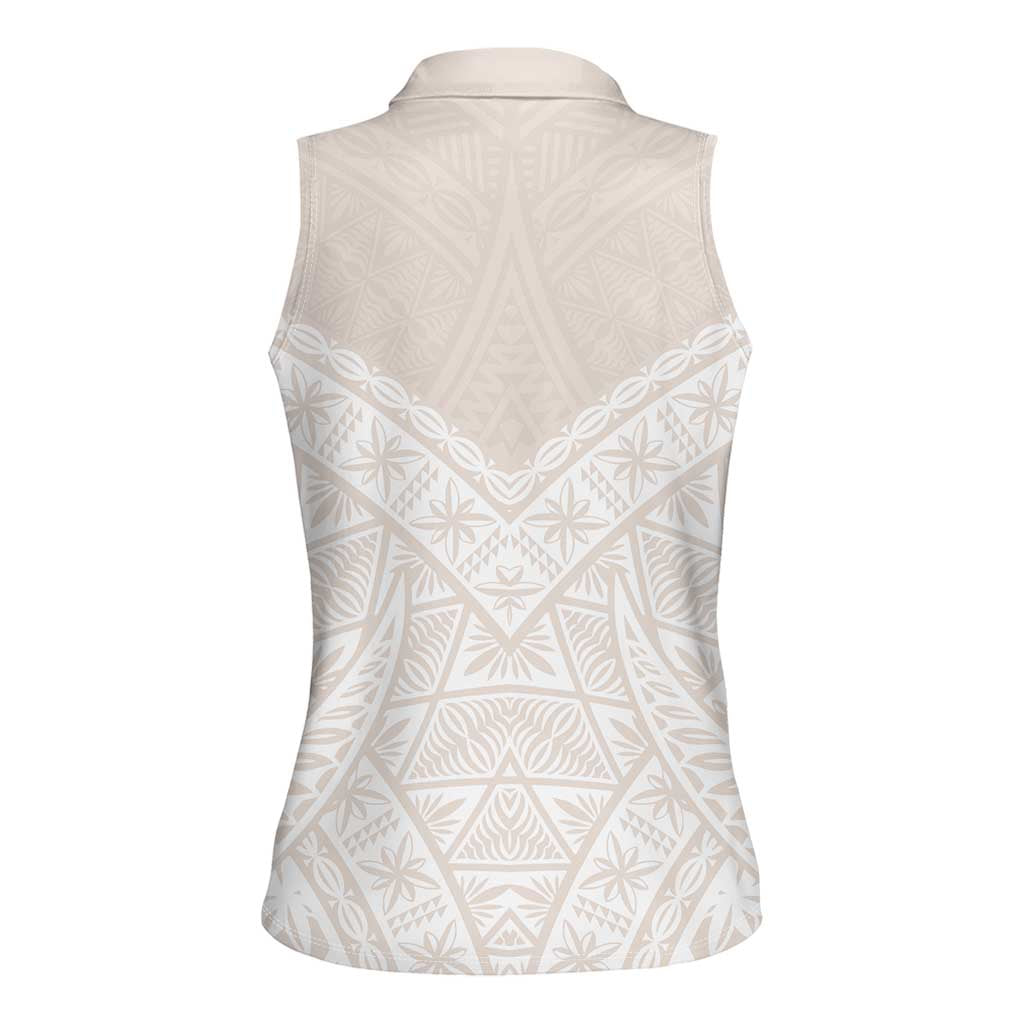 Lotu Tamaiti Tongan Polynesian Art Pattern Women Sleeveless Polo Shirt Traditional Tribal Motifs - Polynesian Pride