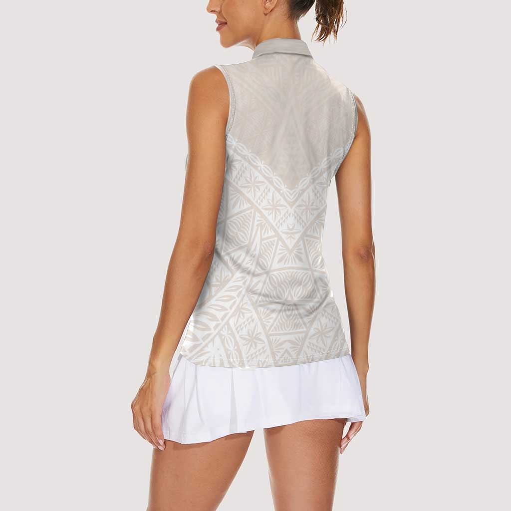 Lotu Tamaiti Tongan Polynesian Art Pattern Women Sleeveless Polo Shirt Traditional Tribal Motifs - Polynesian Pride