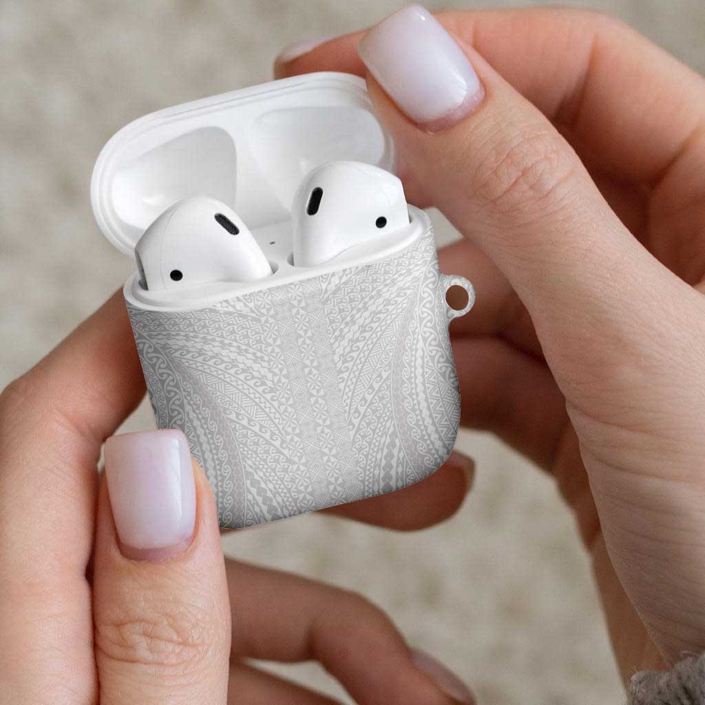 Lotu Tamaiti White Tongan Ngatu AirPods Case Polynesian Tribal Fonulei Pattern - Polynesian Pride