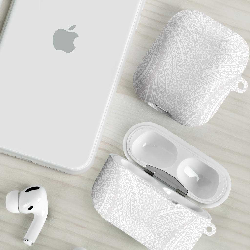 Lotu Tamaiti White Tongan Ngatu AirPods Case Polynesian Tribal Fonulei Pattern - Polynesian Pride