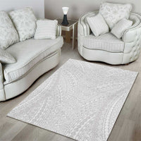 Lotu Tamaiti White Tongan Ngatu Area Rug Polynesian Tribal Fonulei Pattern - Polynesian Pride