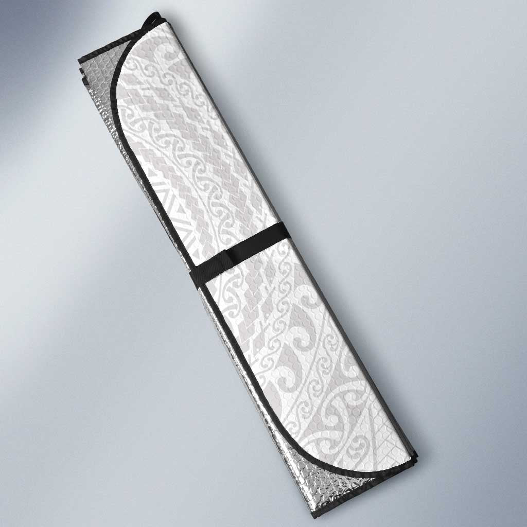 Lotu Tamaiti White Tongan Ngatu Auto Sun Shade Polynesian Tribal Fonulei Pattern - Polynesian Pride