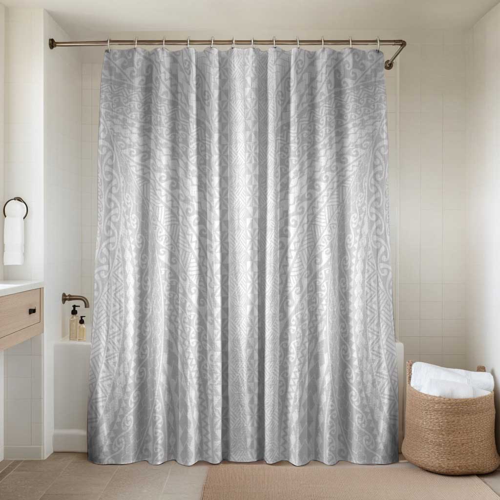 Lotu Tamaiti White Tongan Ngatu Bathroom Set Polynesian Tribal Fonulei Pattern - Polynesian Pride