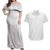 Lotu Tamaiti White Tongan Ngatu Couples Matching Off Shoulder Maxi Dress and Hawaiian Shirt Polynesian Tribal Fonulei Pattern - Polynesian Pride