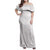 Lotu Tamaiti White Tongan Ngatu Family Matching Off Shoulder Maxi Dress and Hawaiian Shirt Polynesian Tribal Fonulei Pattern - Polynesian Pride