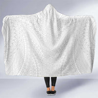 Lotu Tamaiti White Tongan Ngatu Hooded Blanket Polynesian Tribal Fonulei Pattern LT9 One Size White - Polynesian Pride