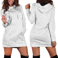 Lotu Tamaiti White Tongan Ngatu Hoodie Dress Polynesian Tribal Fonulei Pattern - Polynesian Pride
