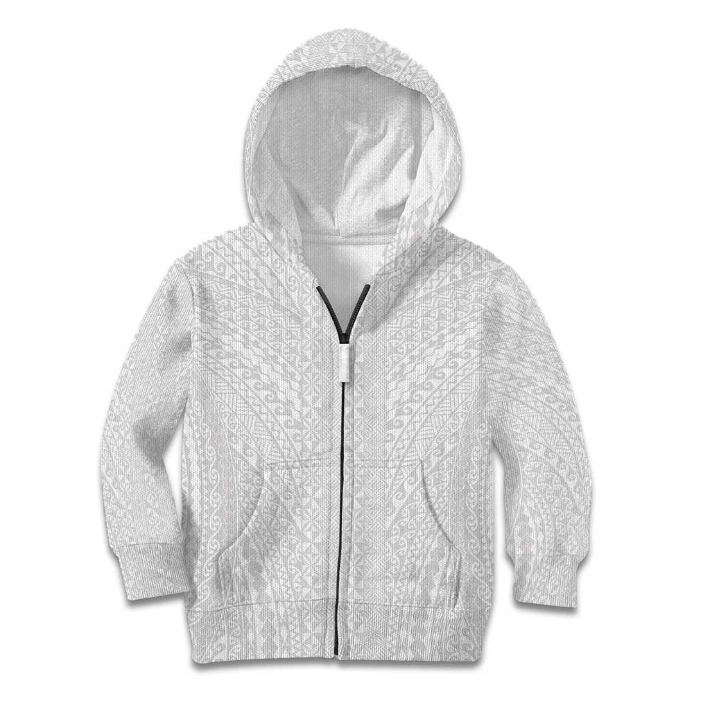 Lotu Tamaiti White Tongan Ngatu Kid Hoodie Polynesian Tribal Fonulei Pattern - Polynesian Pride