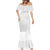 Lotu Tamaiti White Tongan Ngatu Mermaid Dress Polynesian Tribal Fonulei Pattern - Polynesian Pride
