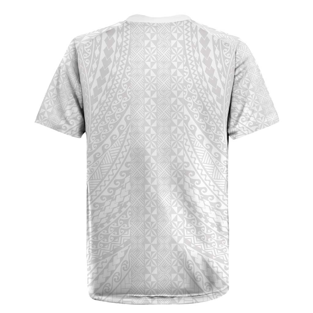 Lotu Tamaiti White Tongan Ngatu Rugby Jersey Polynesian Tribal Fonulei Pattern - Polynesian Pride