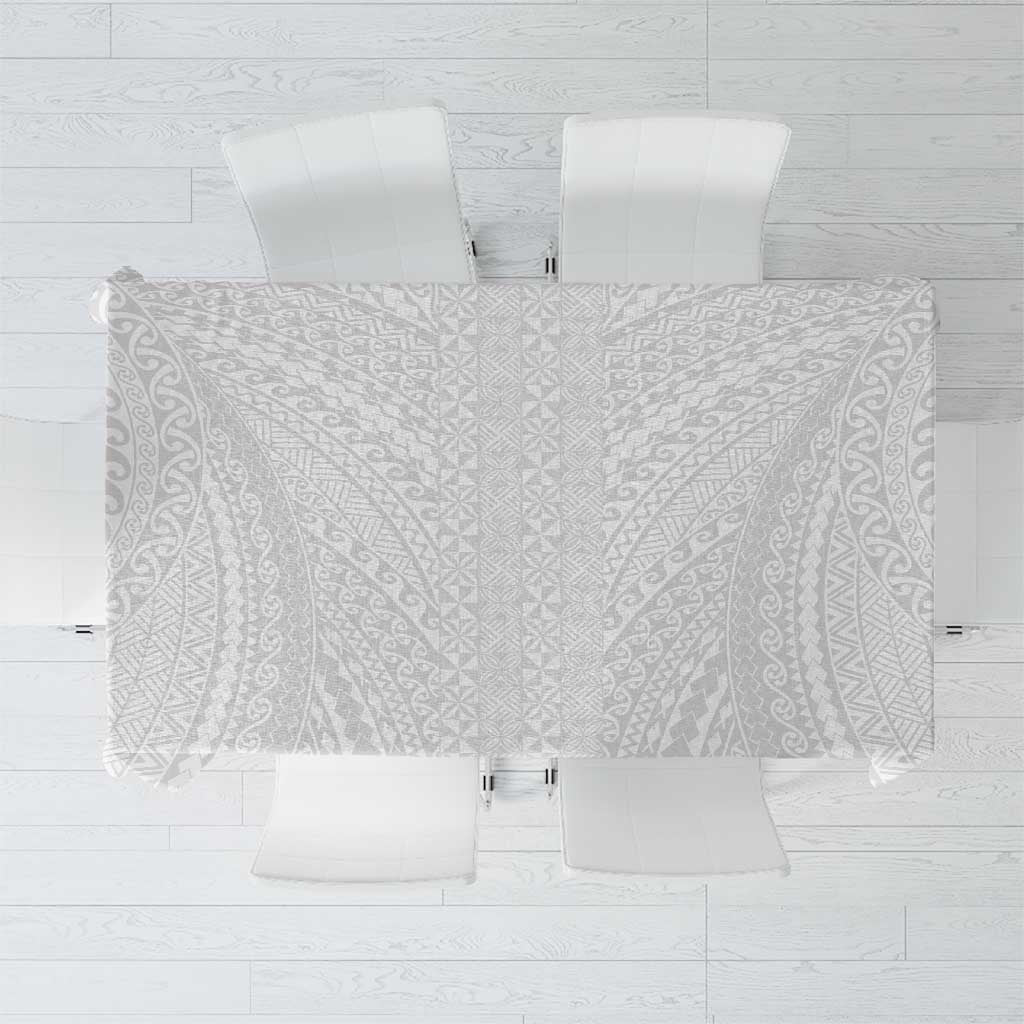 Lotu Tamaiti White Tongan Ngatu Tablecloth Polynesian Tribal Fonulei Pattern - Polynesian Pride