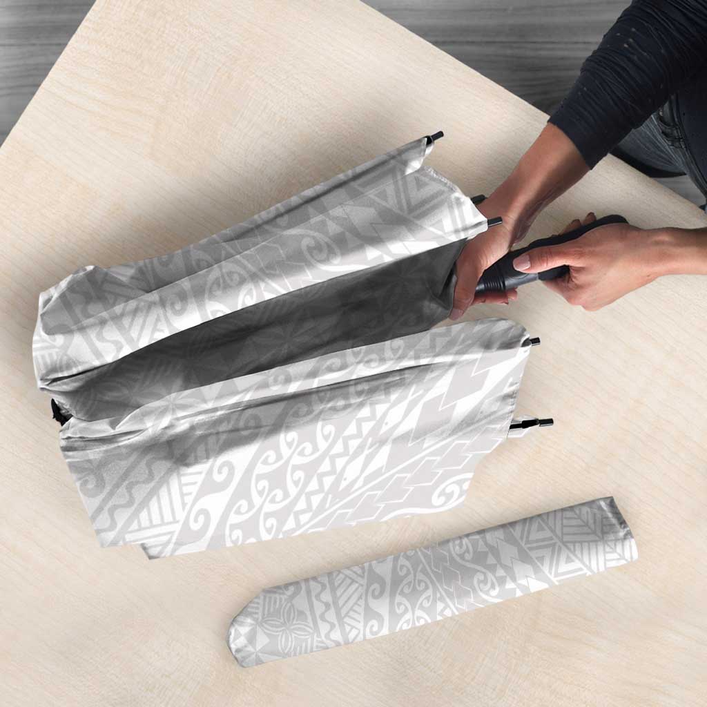Lotu Tamaiti White Tongan Ngatu Umbrella Polynesian Tribal Fonulei Pattern - Polynesian Pride
