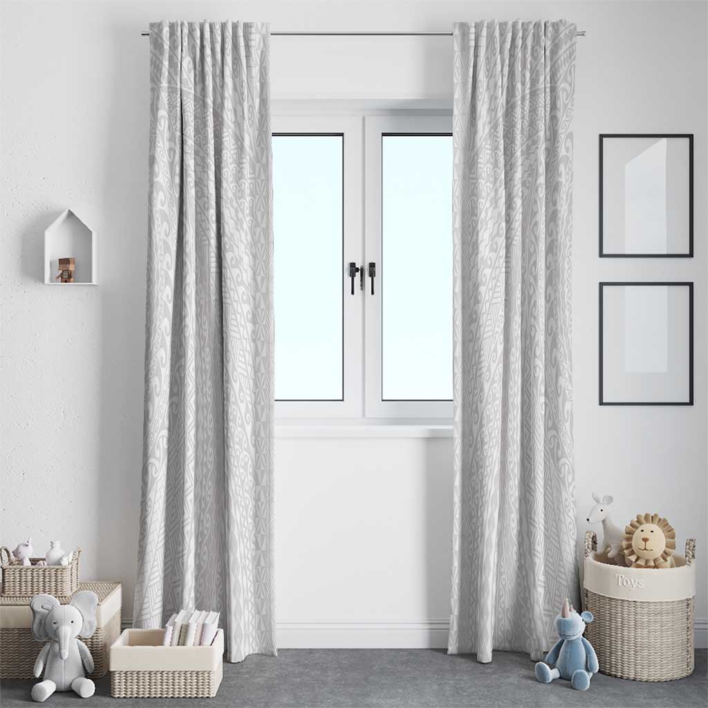 Lotu Tamaiti White Tongan Ngatu Window Curtain Polynesian Tribal Fonulei Pattern - Polynesian Pride