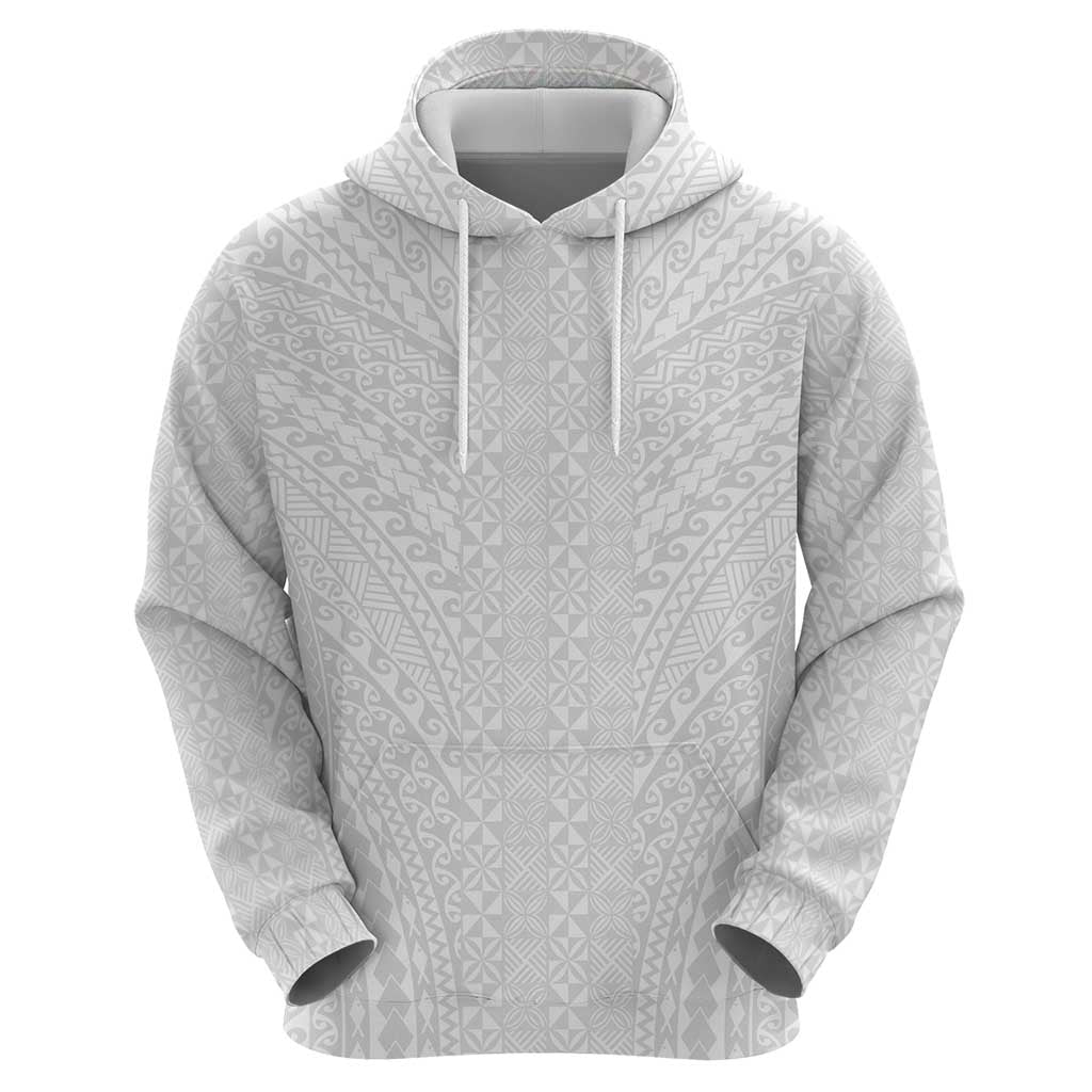 Lotu Tamaiti White Tongan Ngatu Zip Hoodie Polynesian Tribal Fonulei Pattern - Polynesian Pride