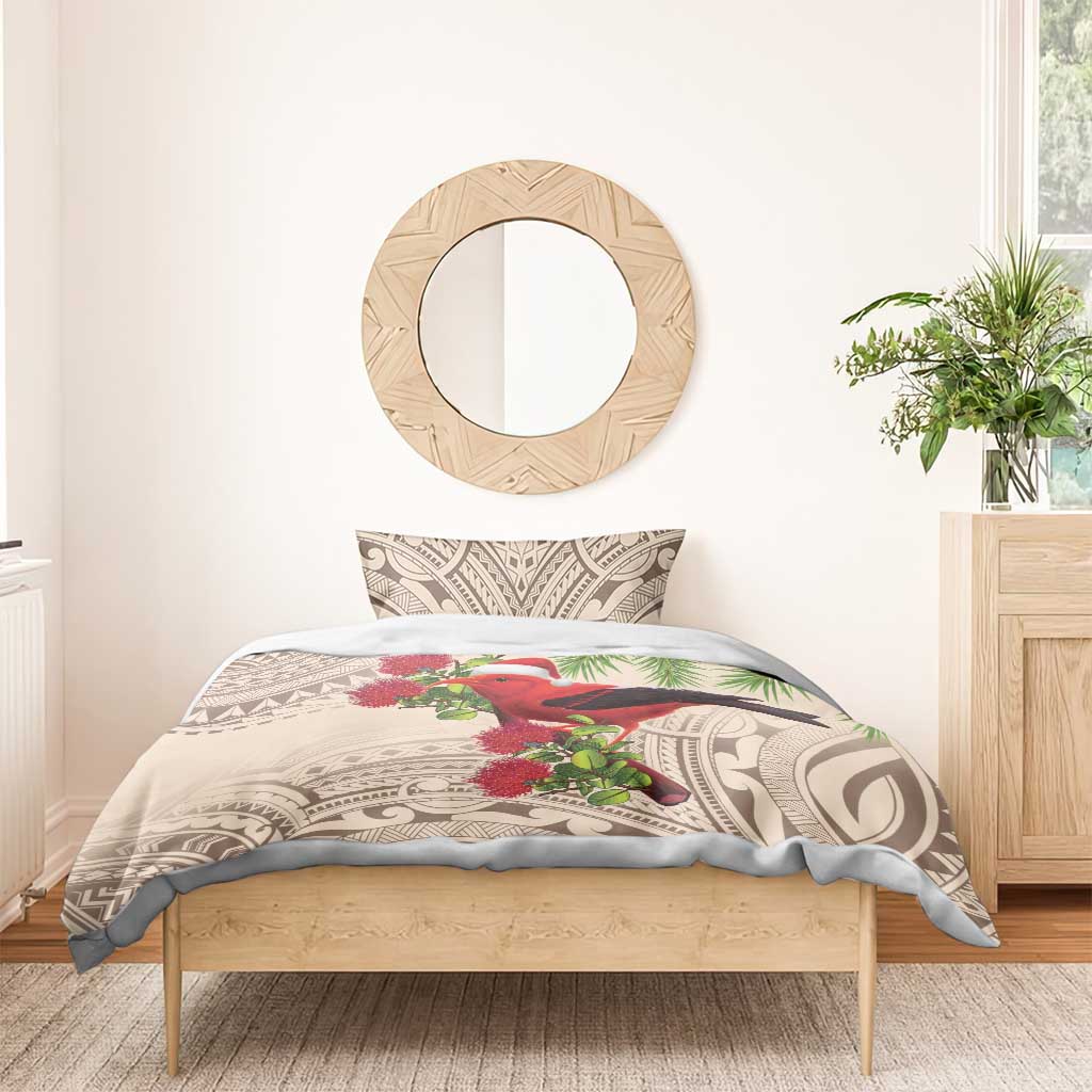 Christmas Hawaii with I'iwi Bird Bedding Set Aloha Mele Kalikimaka - Beige Art