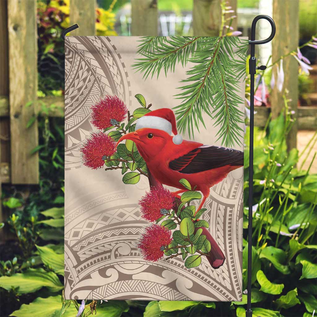 Christmas Hawaii with I'iwi Bird Garden Flag Aloha Mele Kalikimaka - Beige Art LT9 Garden Flag Beige - Polynesian Pride