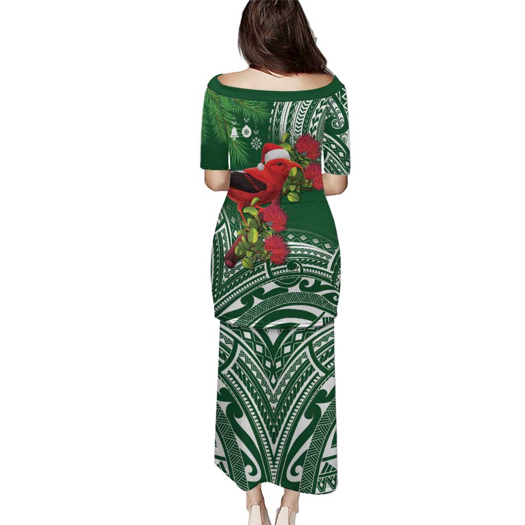 Christmas Hawaii with I'iwi Bird Puletasi Aloha Mele Kalikimaka - Green Art LT9 - Polynesian Pride
