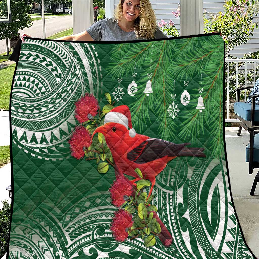 Christmas Hawaii with I'iwi Bird Quilt Aloha Mele Kalikimaka - Green Art LT9 Green - Polynesian Pride