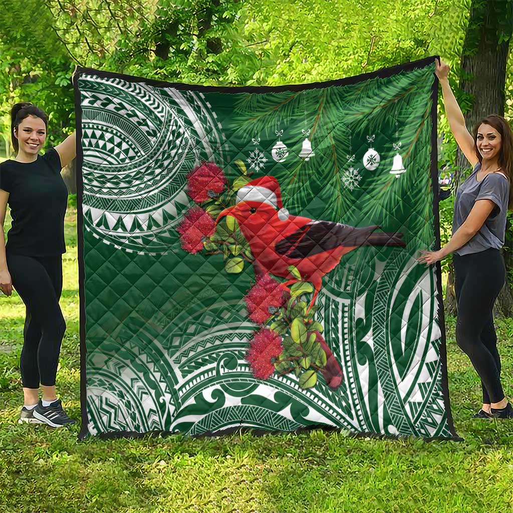 Christmas Hawaii with I'iwi Bird Quilt Aloha Mele Kalikimaka - Green Art LT9 - Polynesian Pride