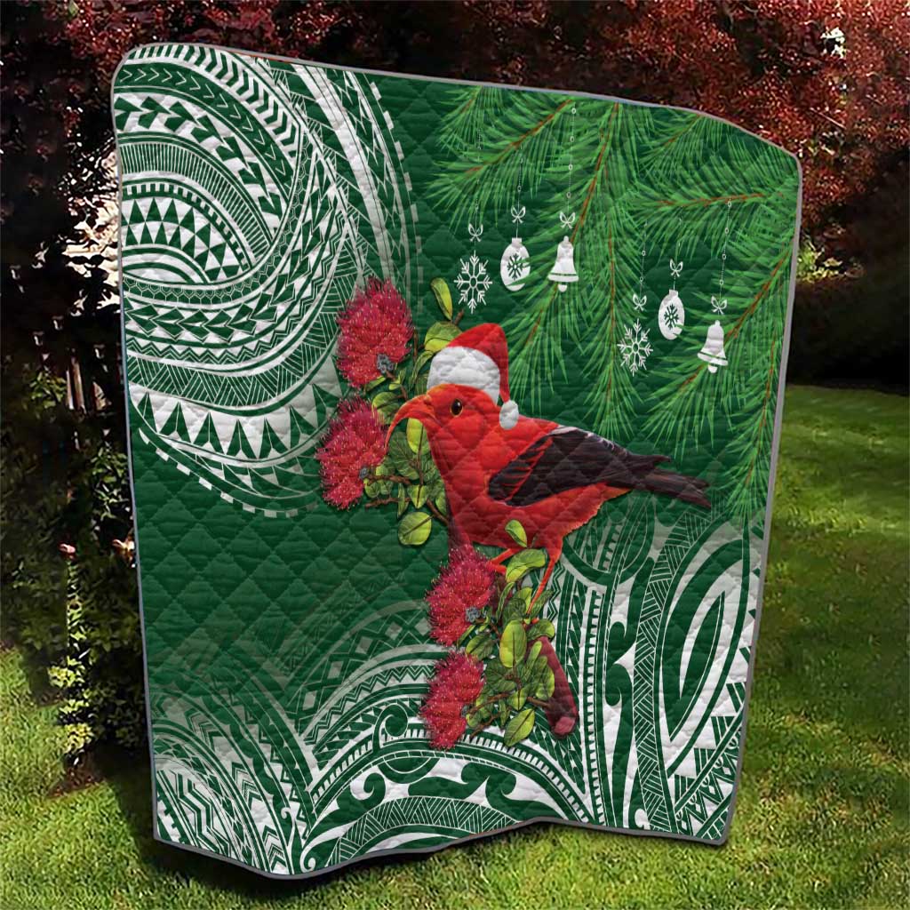 Christmas Hawaii with I'iwi Bird Quilt Aloha Mele Kalikimaka - Green Art LT9 - Polynesian Pride