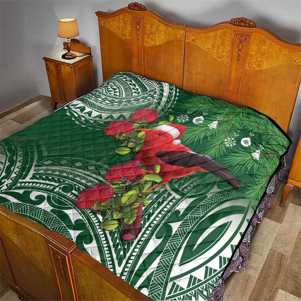 Christmas Hawaii with I'iwi Bird Quilt Aloha Mele Kalikimaka - Green Art LT9 - Polynesian Pride