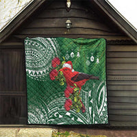 Christmas Hawaii with I'iwi Bird Quilt Aloha Mele Kalikimaka - Green Art LT9 - Polynesian Pride