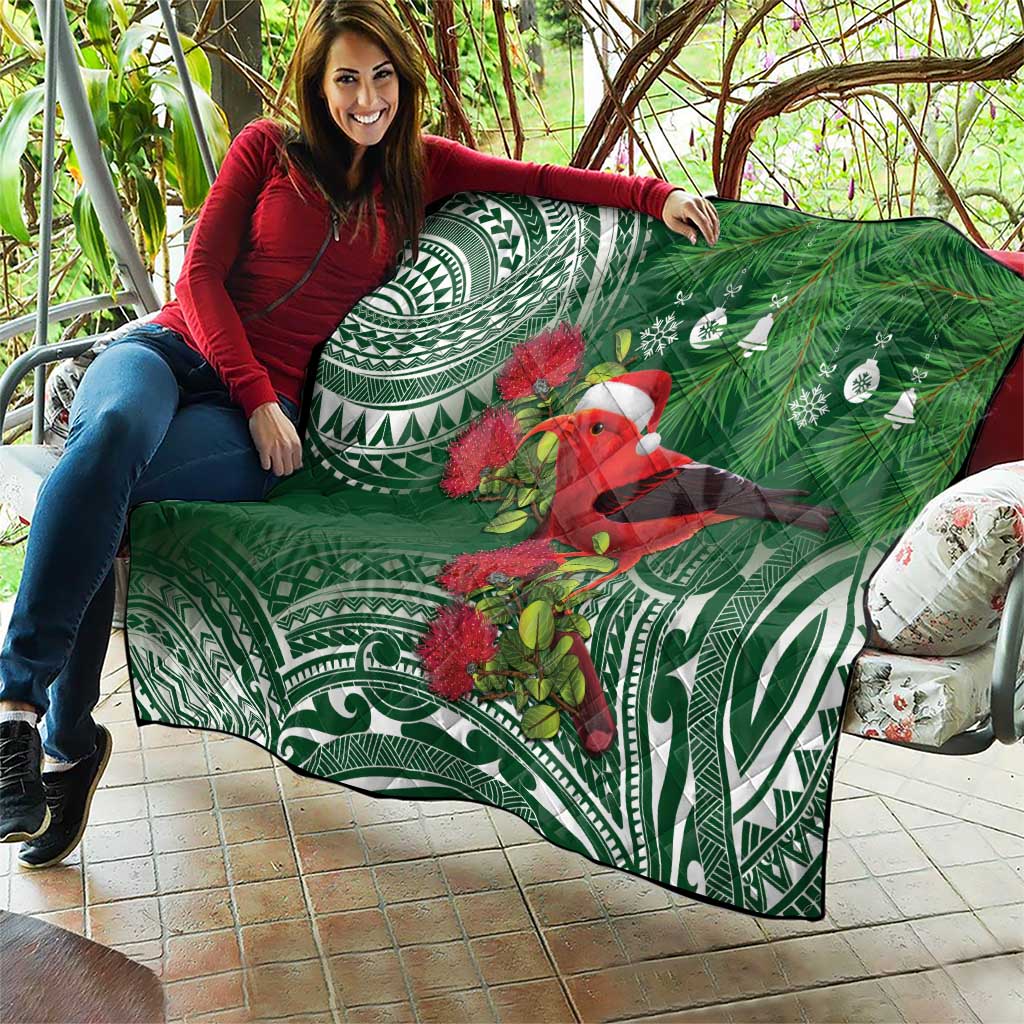 Christmas Hawaii with I'iwi Bird Quilt Aloha Mele Kalikimaka - Green Art LT9 - Polynesian Pride