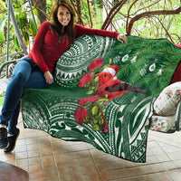 Christmas Hawaii with I'iwi Bird Quilt Aloha Mele Kalikimaka - Green Art LT9 - Polynesian Pride