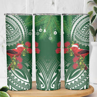 Christmas Hawaii with I'iwi Bird Skinny Tumbler Aloha Mele Kalikimaka - Green Art