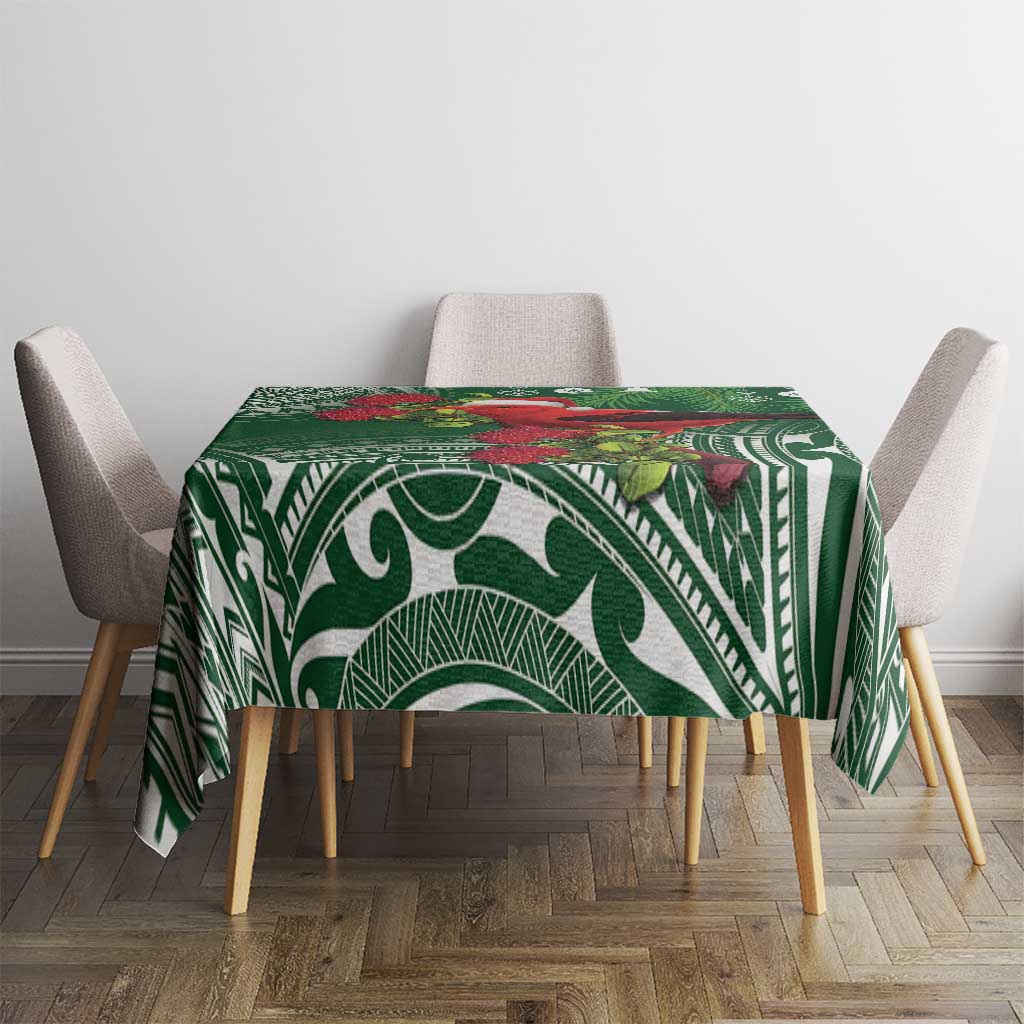 Christmas Hawaii with I'iwi Bird Tablecloth Aloha Mele Kalikimaka - Green Art