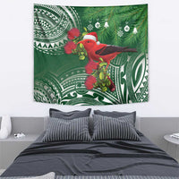 Christmas Hawaii with I'iwi Bird Tapestry Aloha Mele Kalikimaka - Green Art LT9 - Polynesian Pride