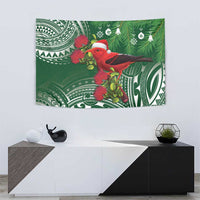 Christmas Hawaii with I'iwi Bird Tapestry Aloha Mele Kalikimaka - Green Art LT9 - Polynesian Pride