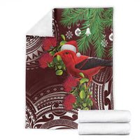Christmas Hawaii with I'iwi Bird Blanket Aloha Mele Kalikimaka - Oxblood Art LT9 - Polynesian Pride