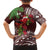Christmas Hawaii with I'iwi Bird Family Matching Off The Shoulder Long Sleeve Dress and Hawaiian Shirt Aloha Mele Kalikimaka - Oxblood Art