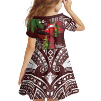 Christmas Hawaii with I'iwi Bird Family Matching Tank Maxi Dress and Hawaiian Shirt Aloha Mele Kalikimaka - Oxblood Art LT9 - Polynesian Pride