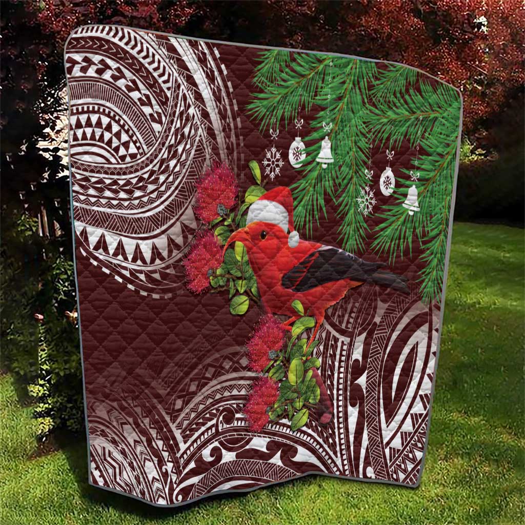 Christmas Hawaii with I'iwi Bird Quilt Aloha Mele Kalikimaka - Oxblood Art LT9 - Polynesian Pride