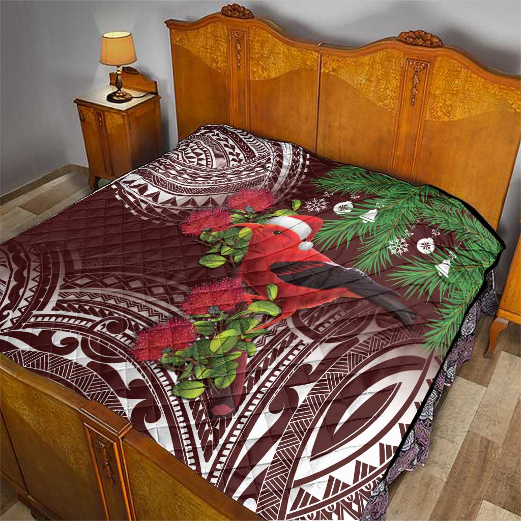 Christmas Hawaii with I'iwi Bird Quilt Aloha Mele Kalikimaka - Oxblood Art LT9 - Polynesian Pride