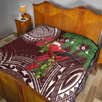 Christmas Hawaii with I'iwi Bird Quilt Aloha Mele Kalikimaka - Oxblood Art LT9 - Polynesian Pride