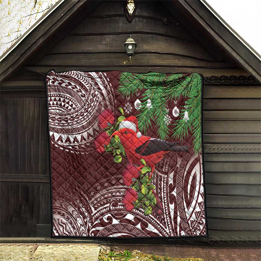 Christmas Hawaii with I'iwi Bird Quilt Aloha Mele Kalikimaka - Oxblood Art LT9 - Polynesian Pride