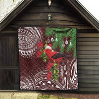Christmas Hawaii with I'iwi Bird Quilt Aloha Mele Kalikimaka - Oxblood Art LT9 - Polynesian Pride