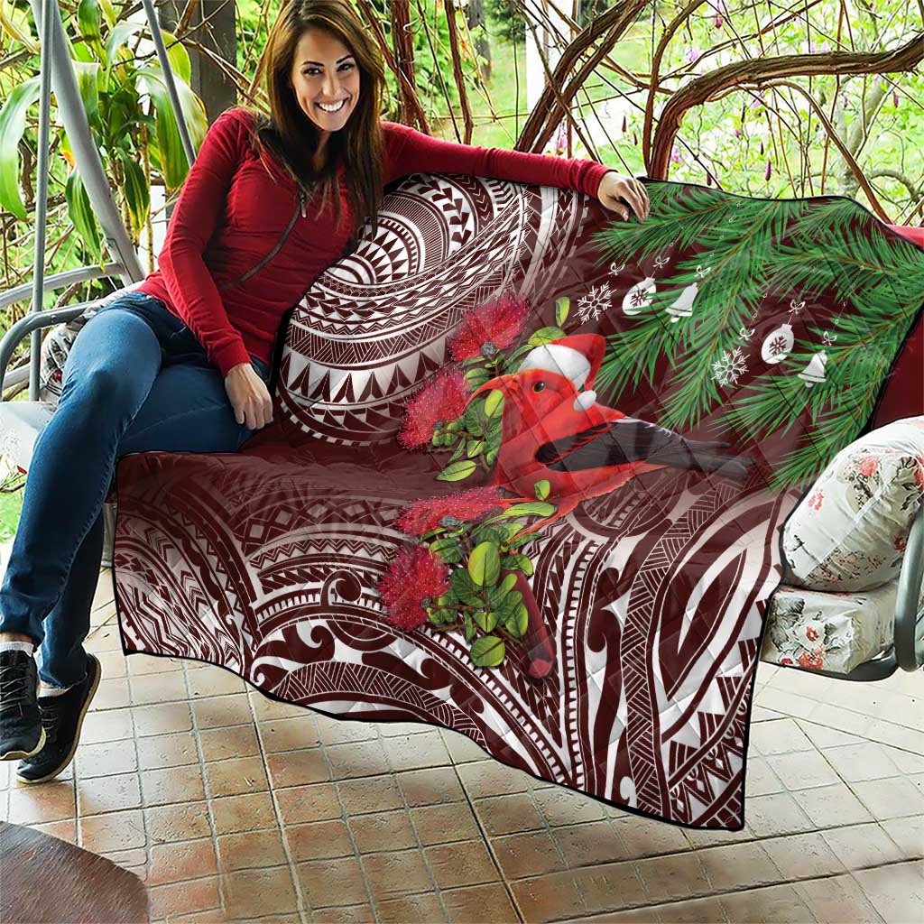 Christmas Hawaii with I'iwi Bird Quilt Aloha Mele Kalikimaka - Oxblood Art LT9 - Polynesian Pride