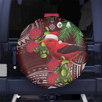 Christmas Hawaii with I'iwi Bird Spare Tire Cover Aloha Mele Kalikimaka - Oxblood Art