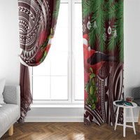 Christmas Hawaii with I'iwi Bird Window Curtain Aloha Mele Kalikimaka - Oxblood Art LT9 - Polynesian Pride