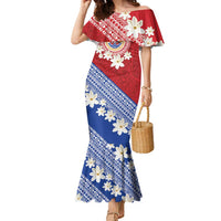 French Polynesia Family Matching Mermaid Dress and Hawaiian Shirt Tahitian Tiare Flowers Tribal